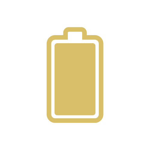 Goldenes Batteriesymbol mit Ladeanzeige.