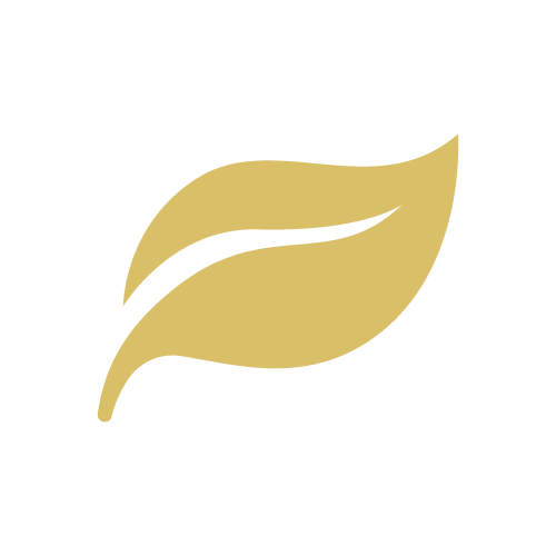 Blatt-Symbol in Gold auf transparentem Hintergrund.